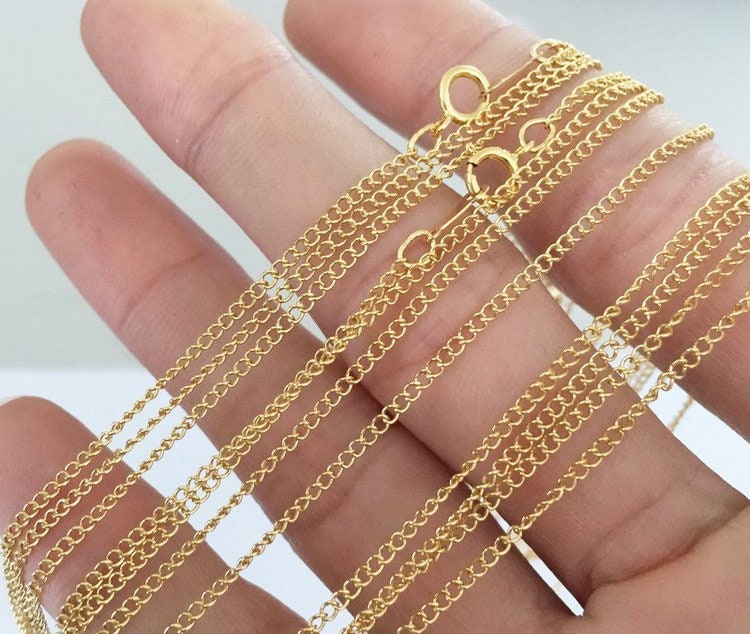 16インチ/18インチ 1.5 mm カーブチェーンネックレス、完成チェーン