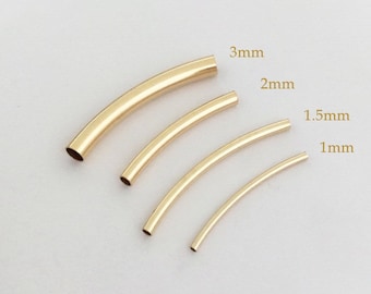 5 Pcs, 1mm/1.5mm/2mm/3mm Thick 14K Gold Filled Curved Tubes, Curved Crimp Tubes, Elbow Tubes, Cut Tubes, Wholesale, Made In USA