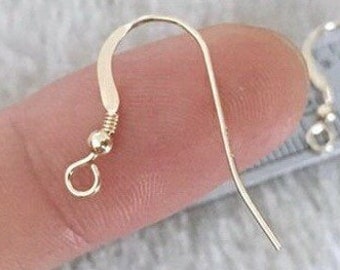 Alambres para pendientes rellenos de oro de 14 quilates con espiral y bola de 2,5 mm (1 par), ganchos franceses, alambre plano, accesorios para aretes, hechos en EE. UU.