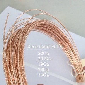 22Ga/20.5Ga/19Ga/18Ga/16Ga/ Alambre brillante relleno de oro rosa de 14K, alambre redondo cortado en diamante, alambre medio duro, alambre texturizado