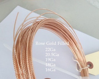 22Ga/20.5Ga/19Ga/18Ga/16Ga/ 14K Rose Gold Filled Sparkle Wire, Diamond Cut Round Wire, Half Hard Wire, Textured Wire