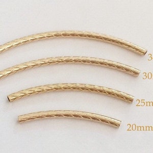 2 Pcs 1.5mm Thick 14K Gold Filled Quilted Curved Tubes, Curve Crimp Tubes, Textured Elbow Tubes, Cut Tubes, Wholesale, TCT21520-34