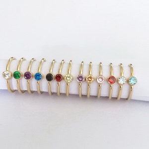 4mm 14K Gold Filled Bezel Ring, Cz Bezel Ring, Birthstone Ring, Wholesale, Made in USA
