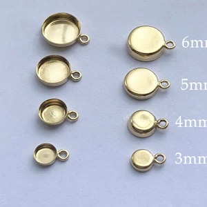 3mm/4mm/5mm/6mm 14K Gold Filled Bezel  Drop, Cup With A Ring Attached, Bezel Cup Drop, Bezel Setting, Bezel Charm, Round Plain