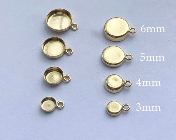 3mm/4mm/5mm/6mm 14K Gold Filled Bezel Drop, Cup With A Ring Attached, Bezel  Cup Drop, Bezel Setting, Bezel Charm, Round Plain