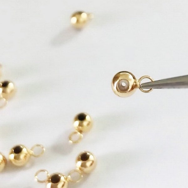 2 Pcs 3mm or 4mm 14K Gold Filled Stopper Beads With Closed Ring, Silicone Stopper Beads, Spacer Beads, Rubber Stopper Beads