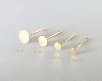 6 Pcs 2.5mm-5mm 14K Gold Filled Disc Post Earrings, Disc Ear Post, Stud Earrings, Wholesale