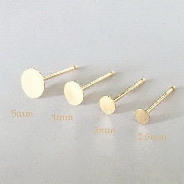 6 Pcs 2.5mm-5mm 14K Gold Filled Disc Post Earrings, Disc Ear Post, Stud Earrings, Wholesale