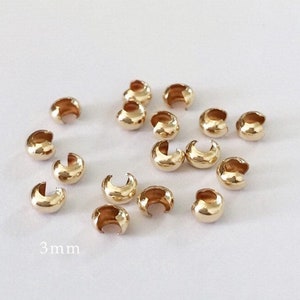 10 Pcs 3mm Gold Filled Crimp Covers, Crimp Beads, Cover Beads, 14 K Gold Filled Crimp Covers, Made in USA