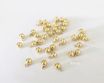2 Pcs 4mm 14K Gold Filled Ball Charm, Ball Drop with closed Jump Rings, 14K Gold Filled Charm, Wholesale, Bulk, Made in USA
