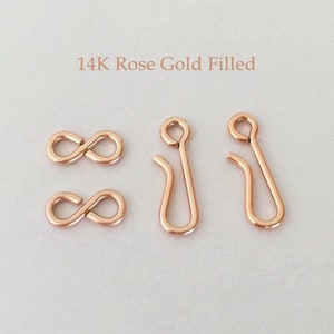 1 Set 14K Rose Gold Filled Hook and Eye Clasp Set, Eye Ring, Hook Clasp, Eye Clasp