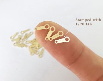 5 Pcs 3x8mm 14K Gold Filled Japanese Style Quality Tags, Thin Quality Tags, Tag Ends, Wholesale, Made in USA