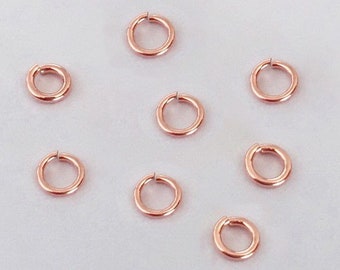 10 piezas de anillos de salto abiertos rellenos de oro rosa de 14 quilates de calibre 20,5 de 6 mm, anillos de salto rellenos de oro rosa de 14 quilates, venta al por mayor, a granel, fabricados en EE. UU.