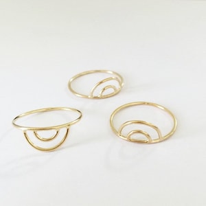 14K Gold Filled Double Arch Ring, Rainbow Ring, Stacking Ring, Minimalist Statement Ring, Bulk, Wholesale, Made in USA