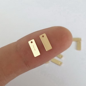 5 pezzi 3 x 8 mm 24Gauge 14K Tag rettangolari riempiti in oro, Tag di qualità rettangolare, Ciondolo rettangolare, Timbrato con 1/20 14K, Vendita all'ingrosso