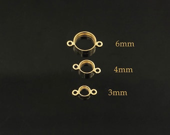 3mm / 4mm / 6mm 14K Gold Filled Bezel Charm mit 2-Ring-Attached, Lünettenfassung, Bezel Connector, Made in den USA, BD203-06