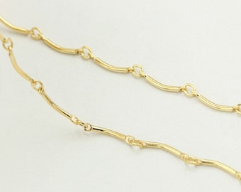 50cm, 1x7.5mm 14K Gold Filled Moon Bar Chain, Curved Bar Chain, 1meter, Wholesale, MBC182