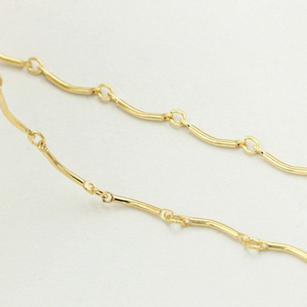 50cm, 1x8.2mm 14K Gold Filled Moon Bar Chain, Curved Bar Chain, 1meter, Wholesale, MBC182