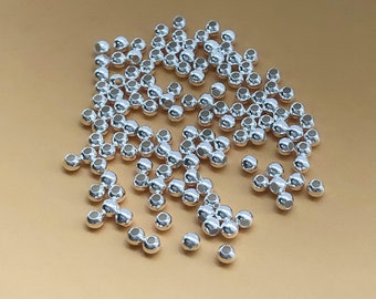 100pcs 2mm 925 Sterling Silver Beads, Seamless Beads, Tiny Round Beads, Made In USA