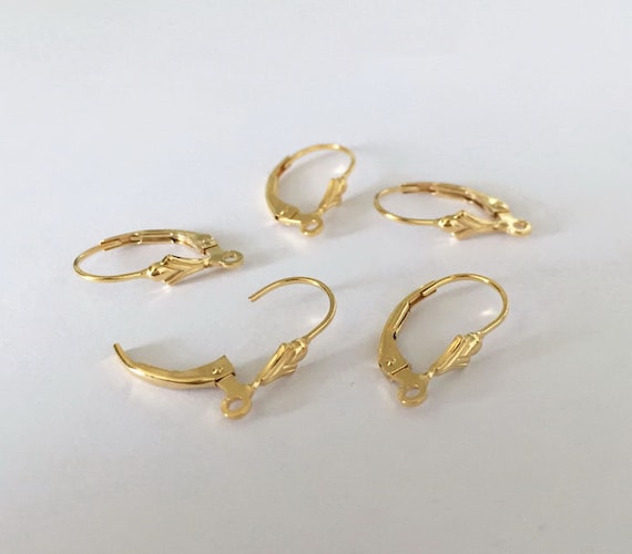 Lot De 20 Dormeuses Boucles D'oreilles Dorées 16x8 Mm - Neuf, Fabrication France
