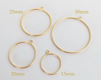 15mm/20mm/25mm/30mm 14K Gold Filled Round Drop with closed ring, Circle Drop, Bulk, Made in USA