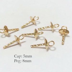 5mm 14K Gold Filled Cup & Twisted Drop, Pendant Bail With Peg, Bail Peg for Half Drilled Beads, with Closed Loop