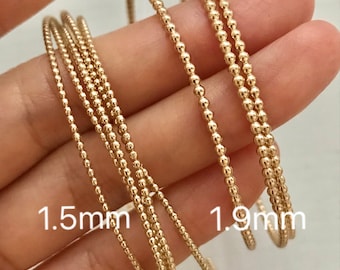 Filo per perline da 1,5 mm/1,9 mm, Filo per perline riempito in oro 14K, Filo per perline completo, 4 pollici, 1 piede