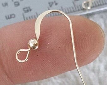 2 alambres para pendientes de 19 x 15 mm rellenos de oro de 14 quilates con bola de 3 mm, alambre francés con alambre plano, accesorios para pendientes, hechos en EE. UU.