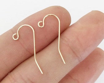 2 piezas de alambres para pendientes de 10 x 22 mm rellenos de oro de 14 quilates, alambres para pendientes franceses, gancho francés, hechos en EE. UU.