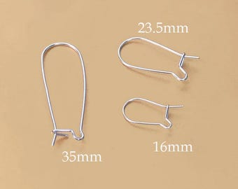 Boucles d'oreilles fines en argent sterling 925 de 16 mm/23,5 mm/35 mm
