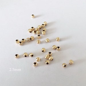 5Pcs 2.5mm 14K Gold Filled Corrugated Beads, Straight Corrugated Beads, Gold Beads, Round Beads