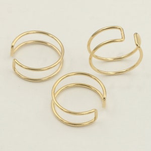 1.2mm Thick 14K Gold Filled Open Bar Ring, Double Bar Ring, Adjustable Ring, Minimal, Wholesale, Made in USA