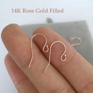 2 Pcs 11.5x20mm 14K Rose Gold Filled Ear Wires with Ball End, French Ear Wires, French Hook, Made in USA