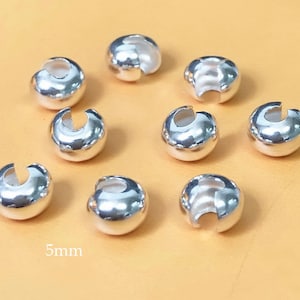 10 Pcs 5mm 925 Sterling Silver Crimp Covers, Crimp Beads, Cover Beads, Wholesale, Made in USA