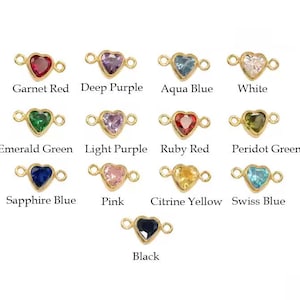 3mm 14K Gold Filled Heart Cz Connector, Cubic Zirconia Connector, Birthstone Connector