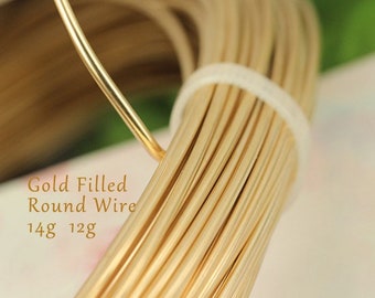 14Gauge/12Ga 14K Gold Filled Wire, Half Hard Wire, Round Wire, Made in USA