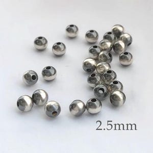 50Pcs 2.5mm Navajo Pearl, 925 Sterling Silver Beads, Tiny Round Beads