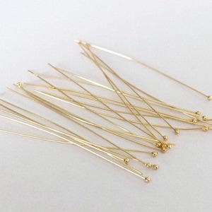 10 Pcs 28 Gauge 14K Gold Filled Ball End Head Pins, 1 Inch/1.5 Inch/2 Inch Headpins, Ball End Headpins, Wholesale, Made in USA