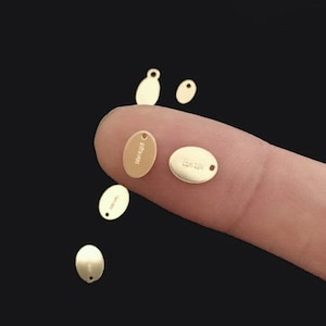 5 Pcs 7.3x5.5mm 14K Gold Filled Oval Quality Tags, Oval Drops, Stamped with 1/20 14K, Wholesale, Made in USA