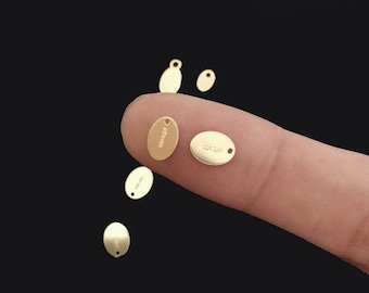 5 Pcs 7.3x5.5mm 14K Gold Filled Oval Quality Tags, Oval Drops, Stamped with 1/20 14K, Wholesale, Made in USA
