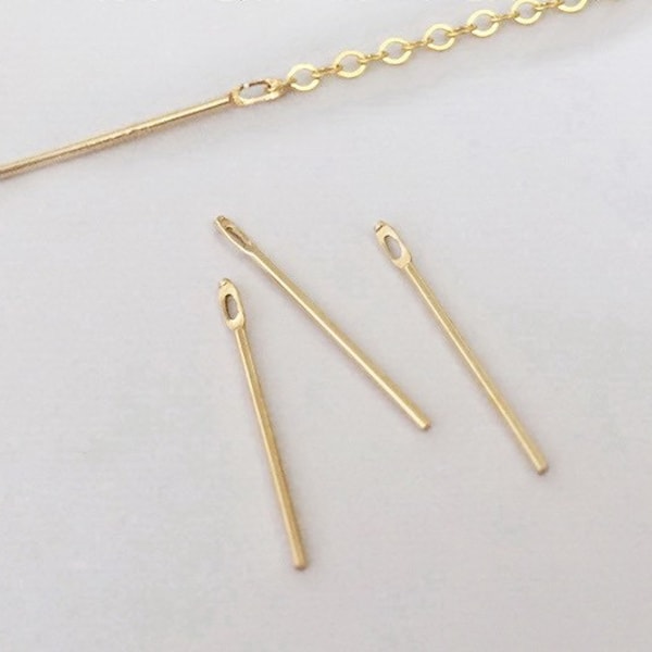 5 Pcs 15.3mm 14K Gold Filled Stick with Closed Loop, End Pin, Stick for the End of Threader, For the end of Necklace, Wholesale