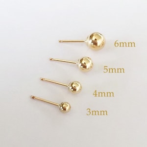 2 Pcs 3mm/4mm/5mm/6mm 14K Gold Filled Ball Post Earrings, w/ cap, Ball Stud Earrings Ear Post, Earring Findings, Made In USA