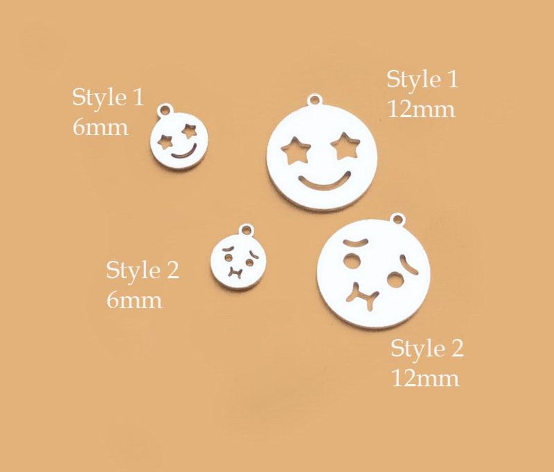 ❤︎ SMILE ❤︎ 6mm/12mm 925 Sterling Silver Face Charm, Happy Face Charm, Emoji