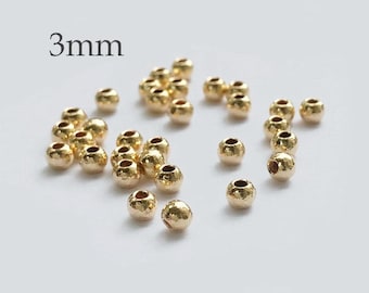 20pcs 3mm 14K Gold Filled Hammered Beads, No Tarnish Beads, Tiny Gold Beads