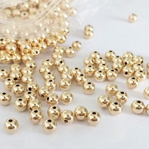 100 stuks 3 mm 14 kt gold filled kralen, naadloze gouden kralen, geen aanslagkralen, 14 kt gold filled, kleine gouden kralen, 100 stuks