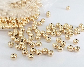 100pcs 3mm 14K Gold Filled Beads, Seamless Gold Beads, No Tarnish Beads, 14K Gold Filled, Tiny Gold Beads, 100pieces