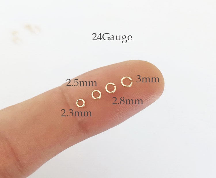 25 Pcs 2.3mm/2.5mm/2.8mm/3mm 24 Gauge 14K Gold Filled Open Jump Rings, Open Jump Rings, Made in USA