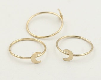 14K Gold Filled Crescent Stacking Ring, Moon Ring, Minimalist Ring, Bulk, Wholesale, Made in USA