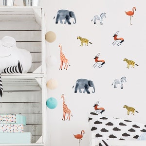 Safari Animals Wall Decal | Woodland Animal Friends Wall Stickers | Zoo Animals Stickers | Kids Room&Nursery Deco|