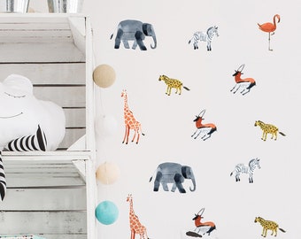 Safari Animals Wall Decal | Woodland Animal Friends Wall Stickers | Zoo Animals Stickers | Kids Room&Nursery Deco|